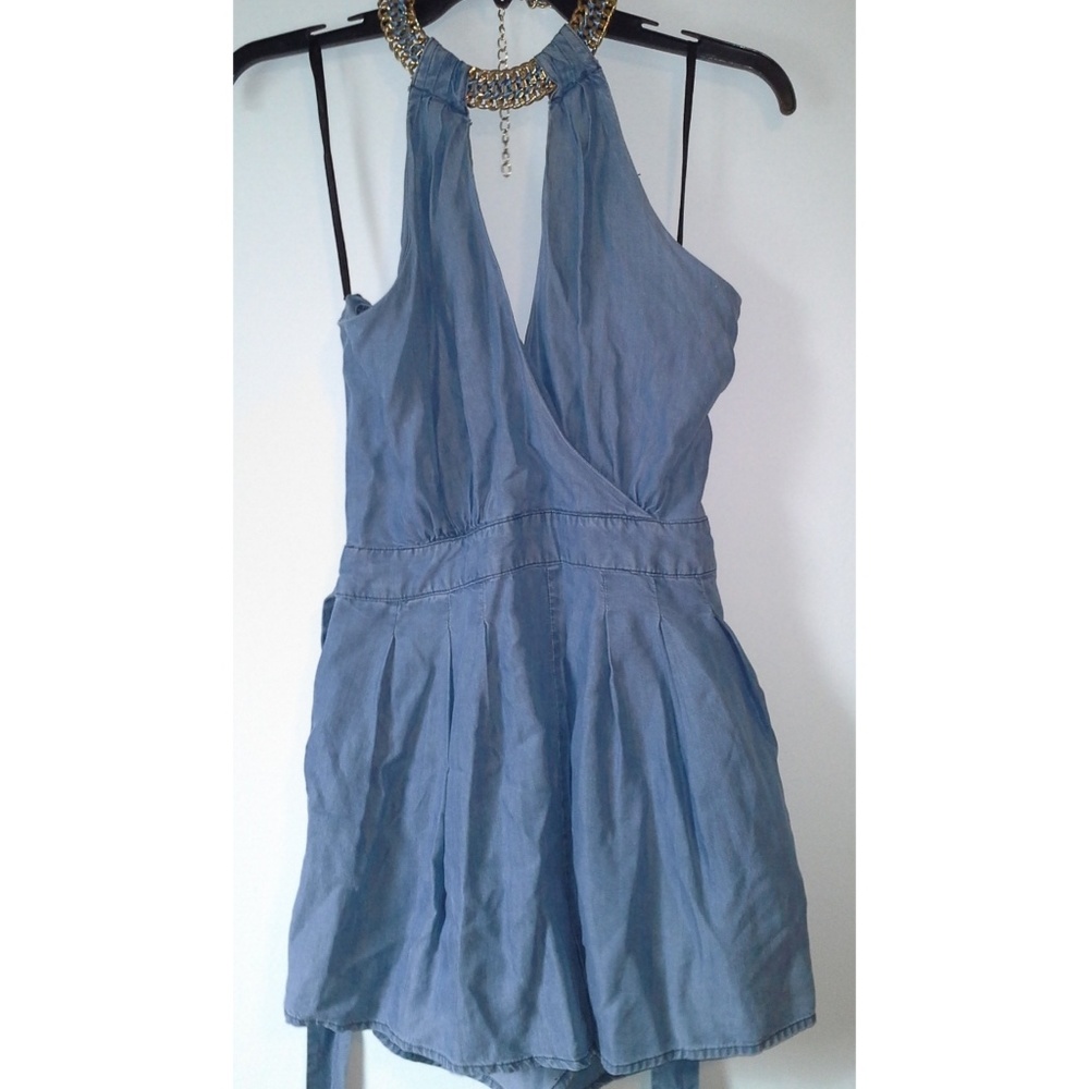 Bebe chambray romper